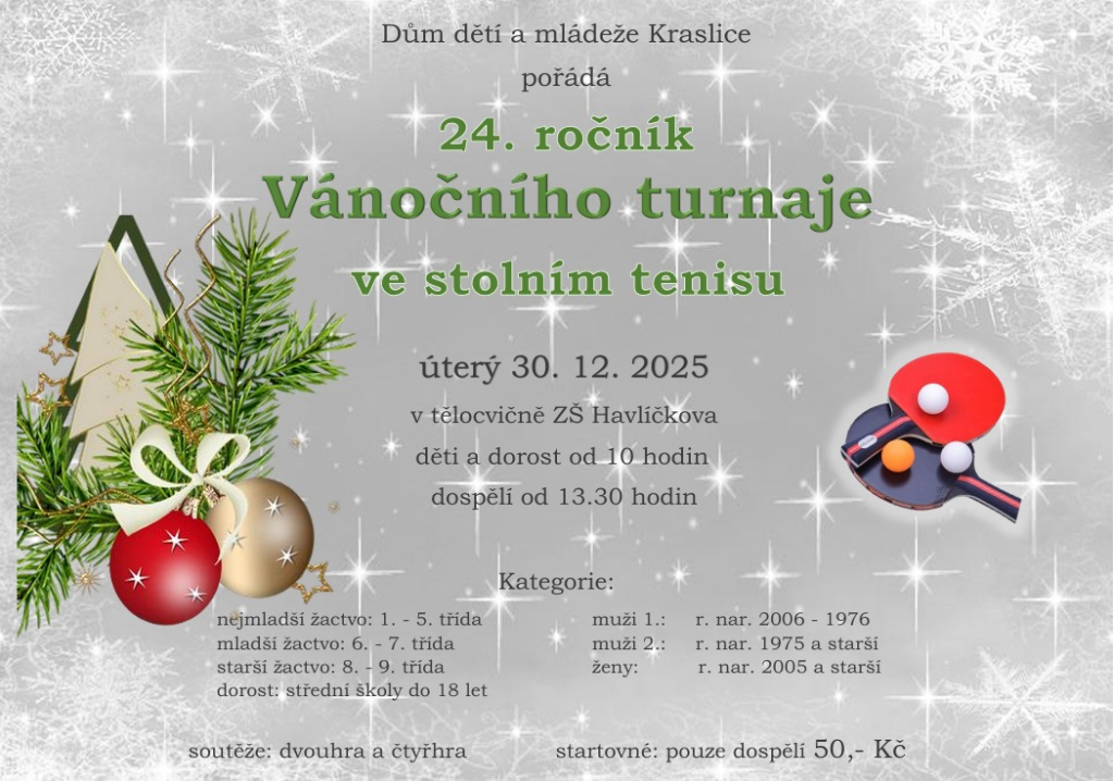 Vánoční turnaj ve stolním tenisu