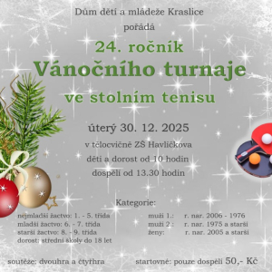 Vánoční turnaj ve stolním tenisu